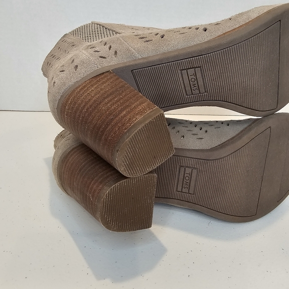 Toms Peep Toe Ankle Boots Women's Size 8 Taupe - Picture 14 of 14